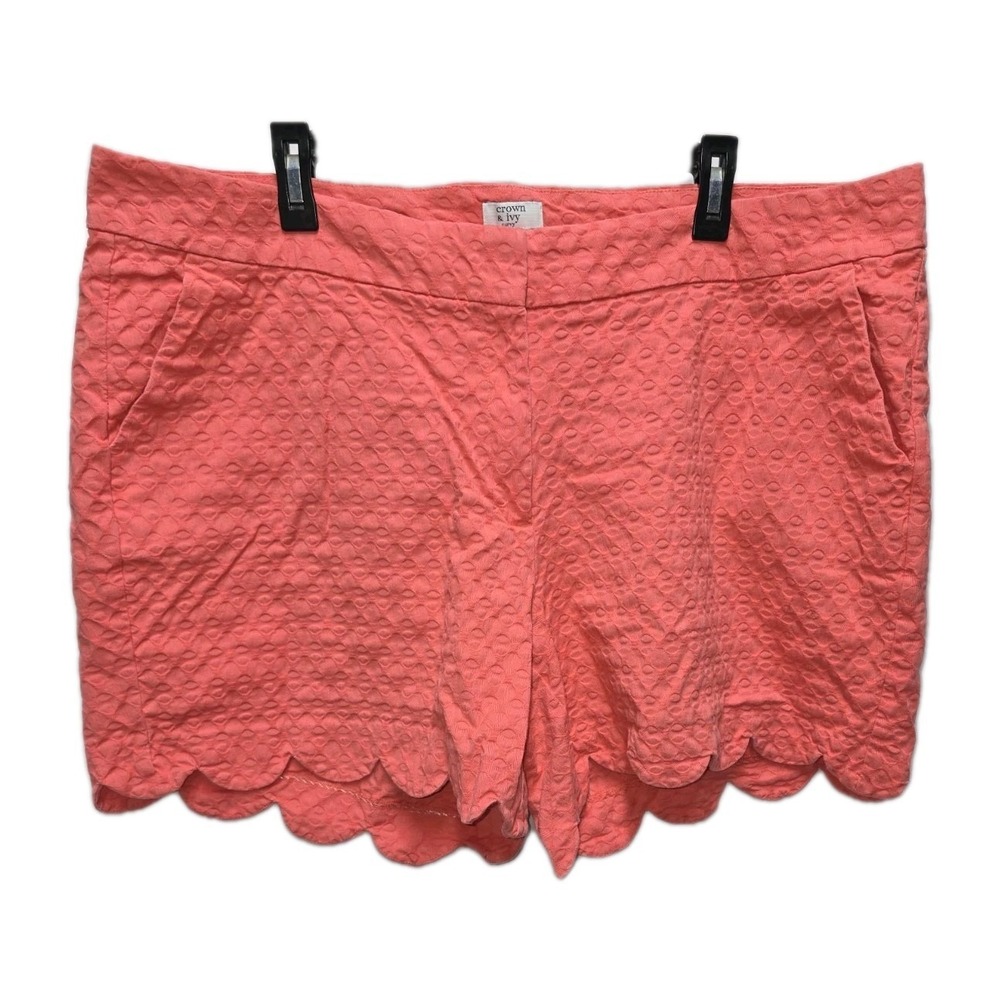 Crown & Ivy Shorts Scalloped Pink Sz 22W Preowned Preppy Coastal Beachy Classic